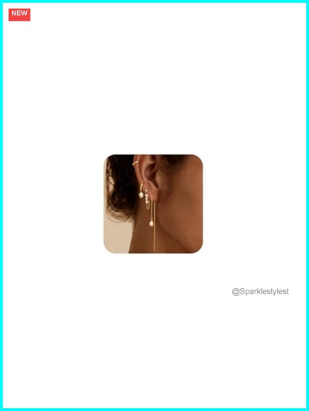 14K Gold Plated Pearl Huggie Hoop Drop Earrings